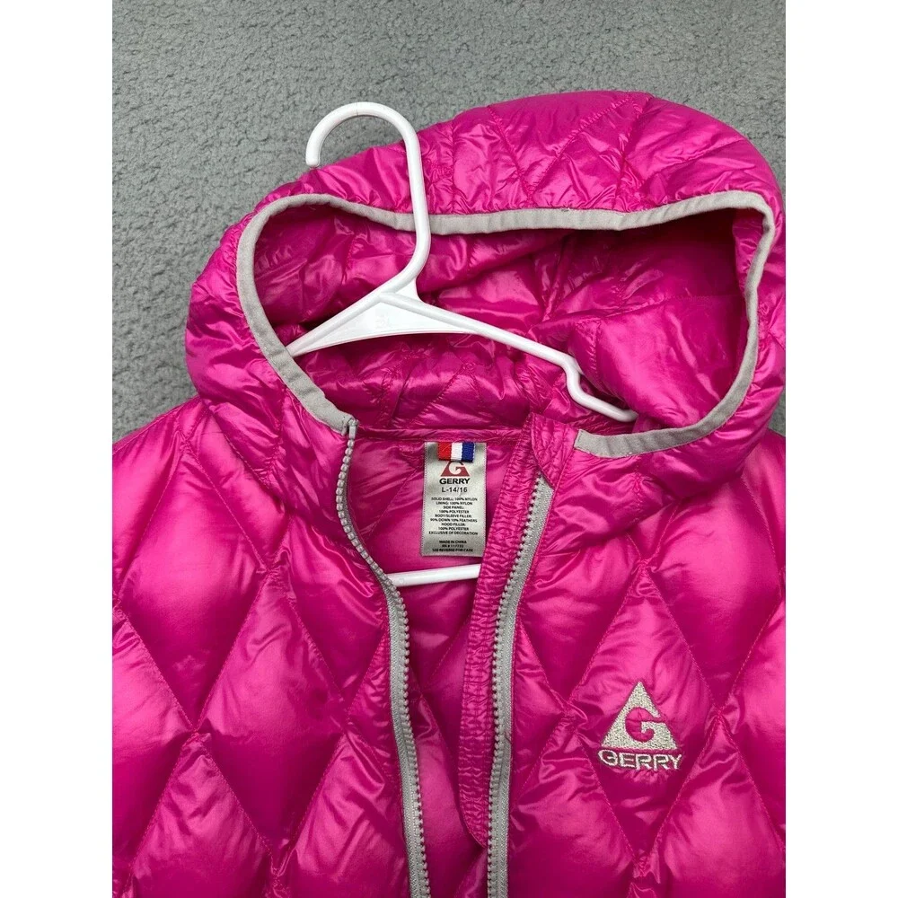 Gerry down fill power 650 girls puffer jacket Barbie pink and gray size 14/16